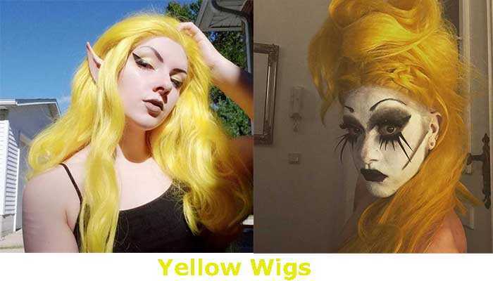 Synthetic yellow lace front wig